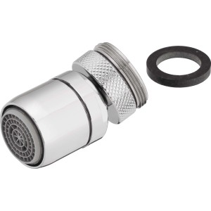 Verchromter Strahlregler Cascade mit Kugelgelenk M22/M24 und Dichtung für Badarmaturen.