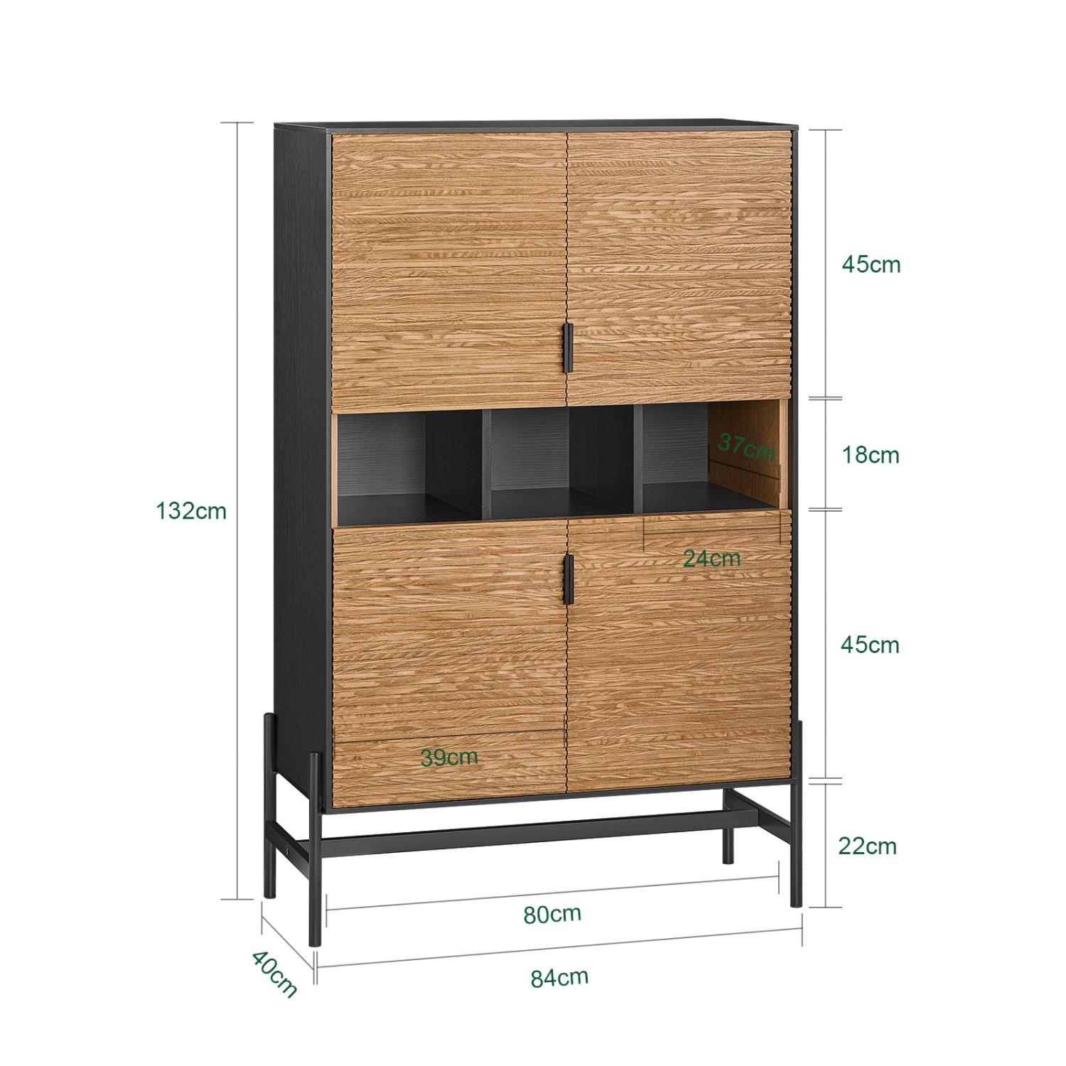 SoBuy Sideboard Küchenschrank Buffet Aufbewahrungsschrank Schwarz HFSB03-SCH_5