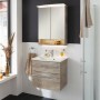 Fackelmann Spiegelschrank B.Style Eiche Natur 60 cm mit Beleuchtung und Softclose im Badezimmer.