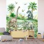 Sanders & Sanders Fototapete Dinosaurier Grün 2,25x2,7m im Kinderzimmer.