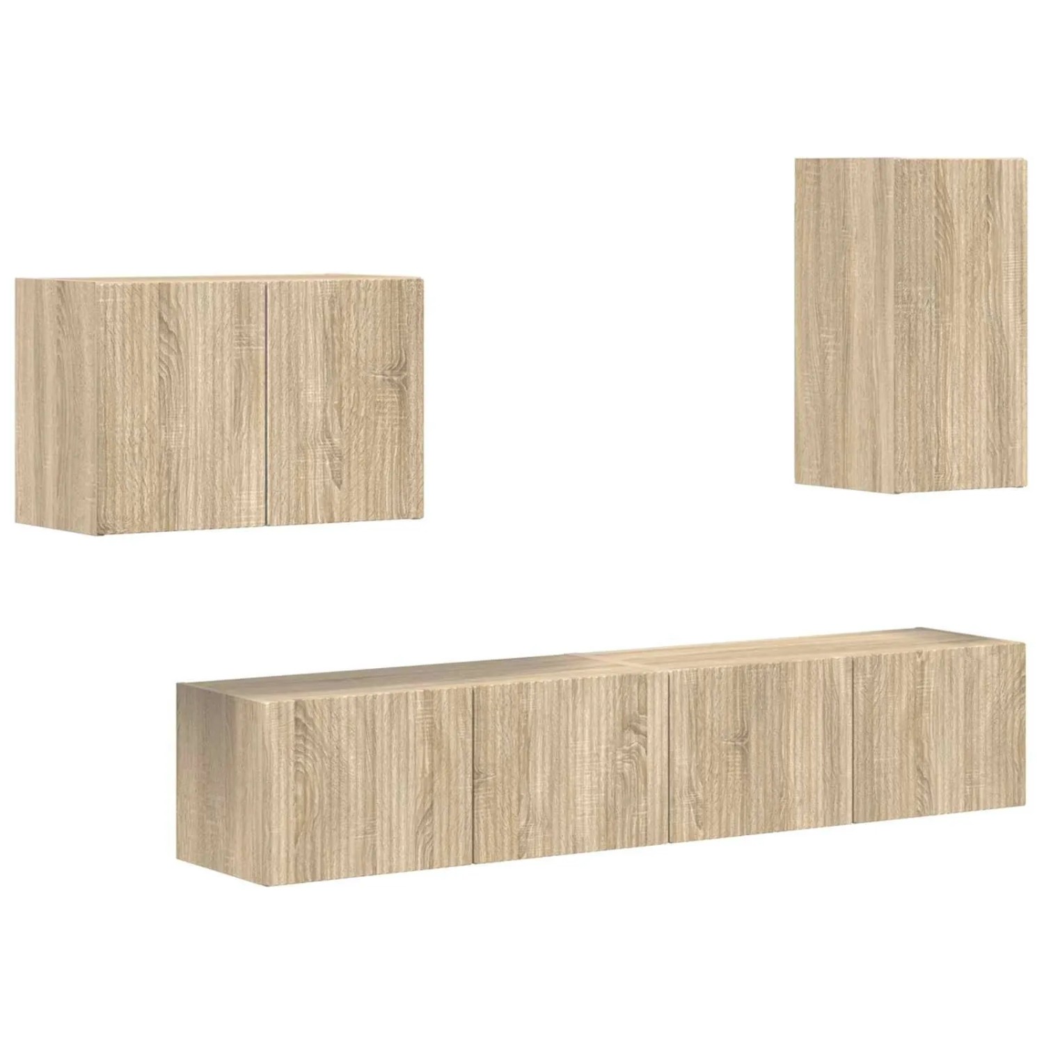 vidaXL TV-Wandregal-Set Wandmontiert 4 Stk Sonoma-Eiche Holzwerkstoff 3408936