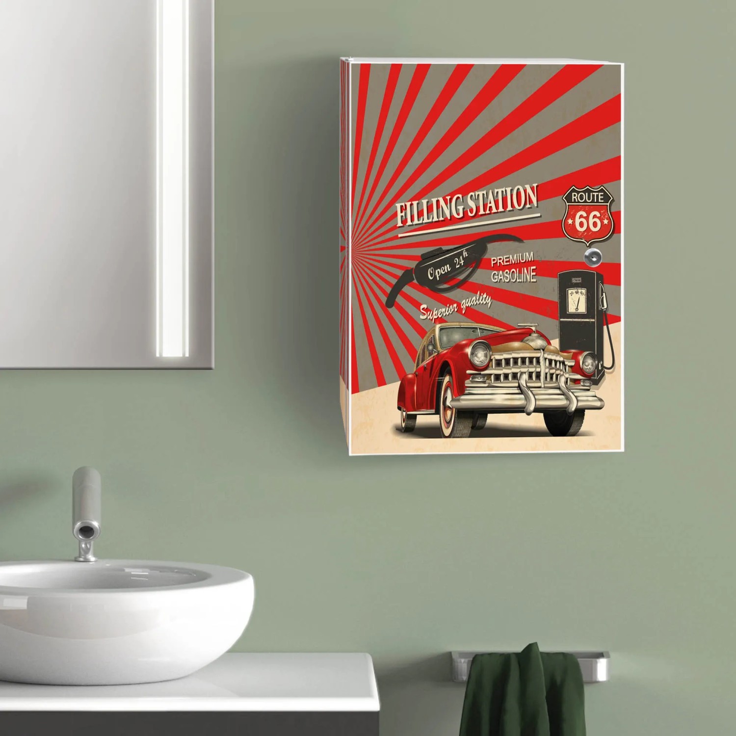 Banjado Medizinschrank Mit Italienischer Roller Motiv – Abschließbarer Arzneischrank Für Die Hausapotheke, 35x46x15 Cm