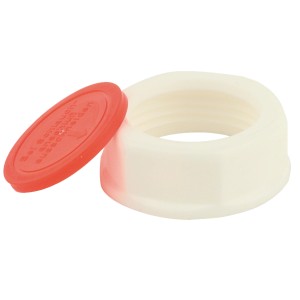 Kirchhoff Kappe für Siphon Geräteanschluss, 30,3 mm, weiß mit rotem Deckel.