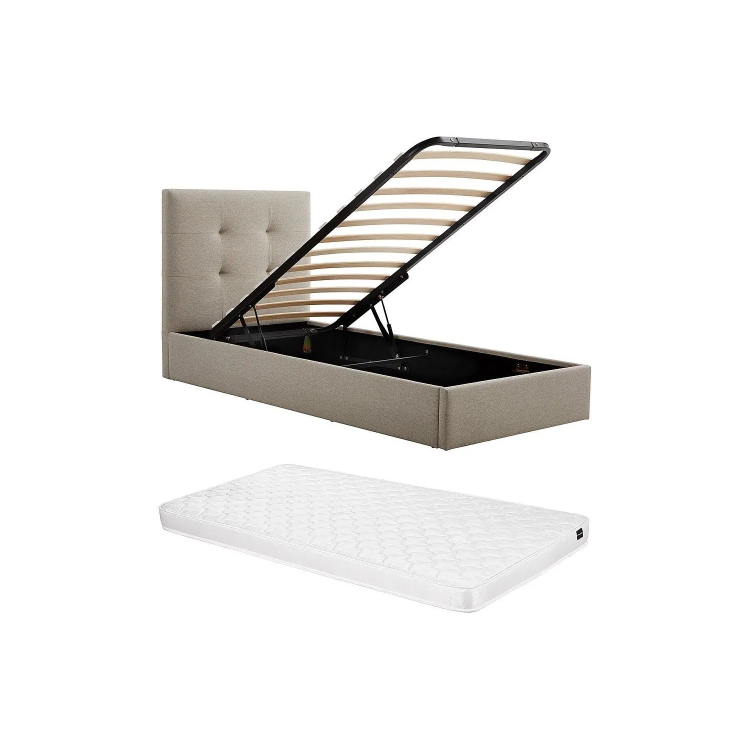 Vente-unique Bett Mit Bettkasten Calinida Taupe 98 cm