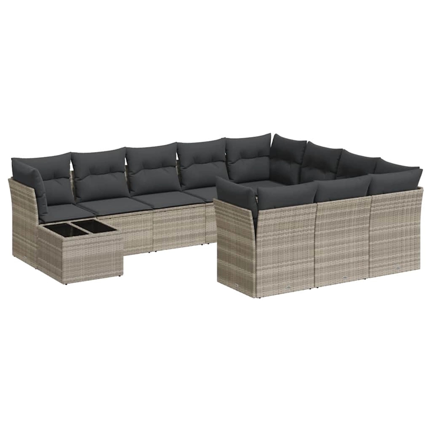 vidaXL 11-Tlg Garten-Sofagarnitur mit Kissen Hellgrau Poly Rattan 3250101 günstig online kaufen