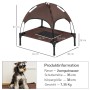 PawHut Hundebett, erhöht mit Baldachin, braun, klappbar für einfachen Transport.