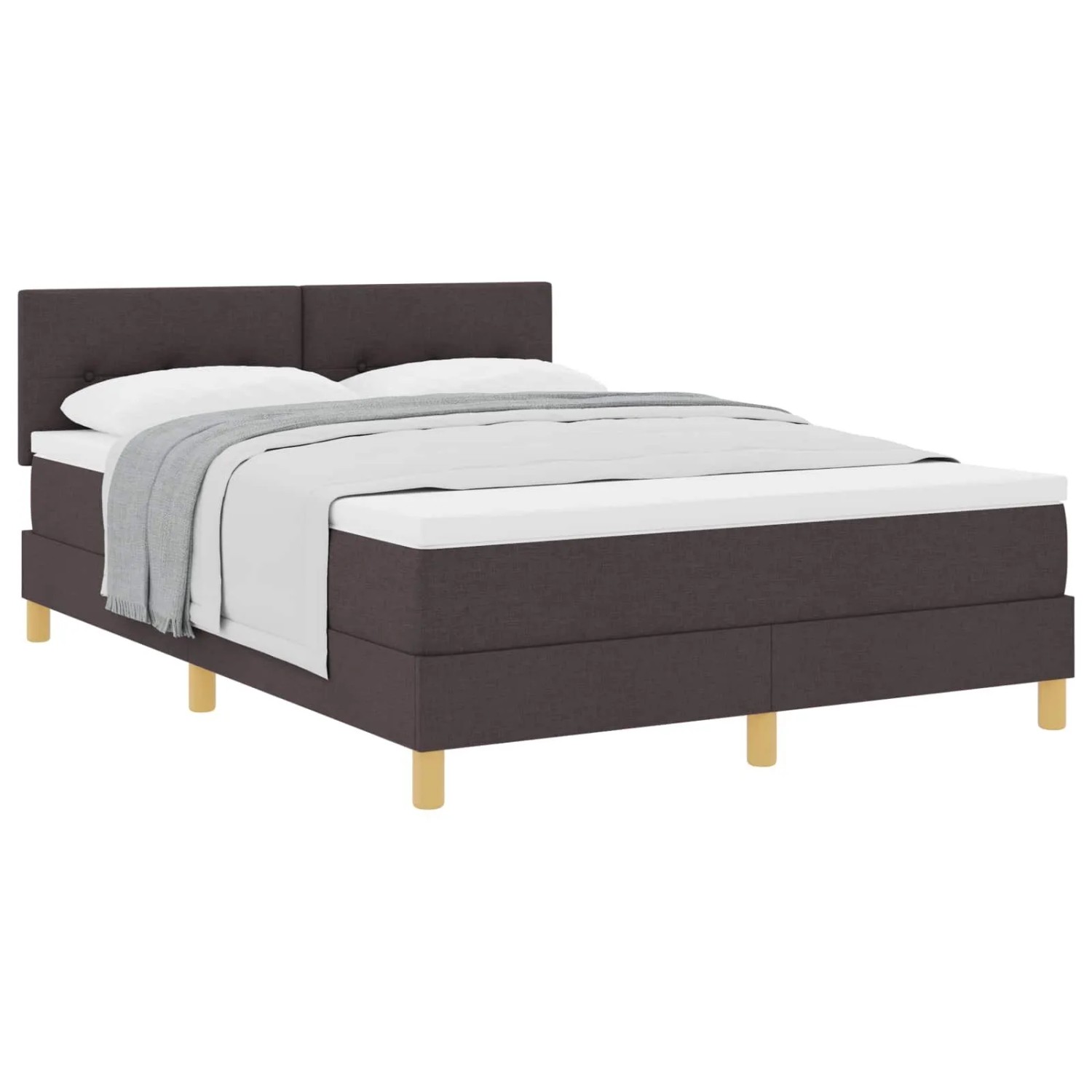 vidaXL Boxspringbett mit Matratze Dunkelbraun 140 x 190 cm Stoff 3338919