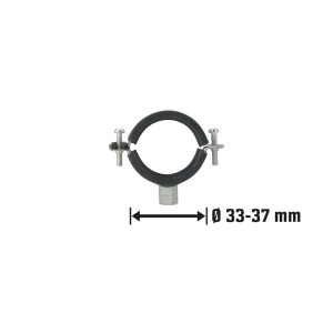 Schraubrohrschelle, 33-37 mm, M8/M10, verzinkt, für Schallschutzrohre.