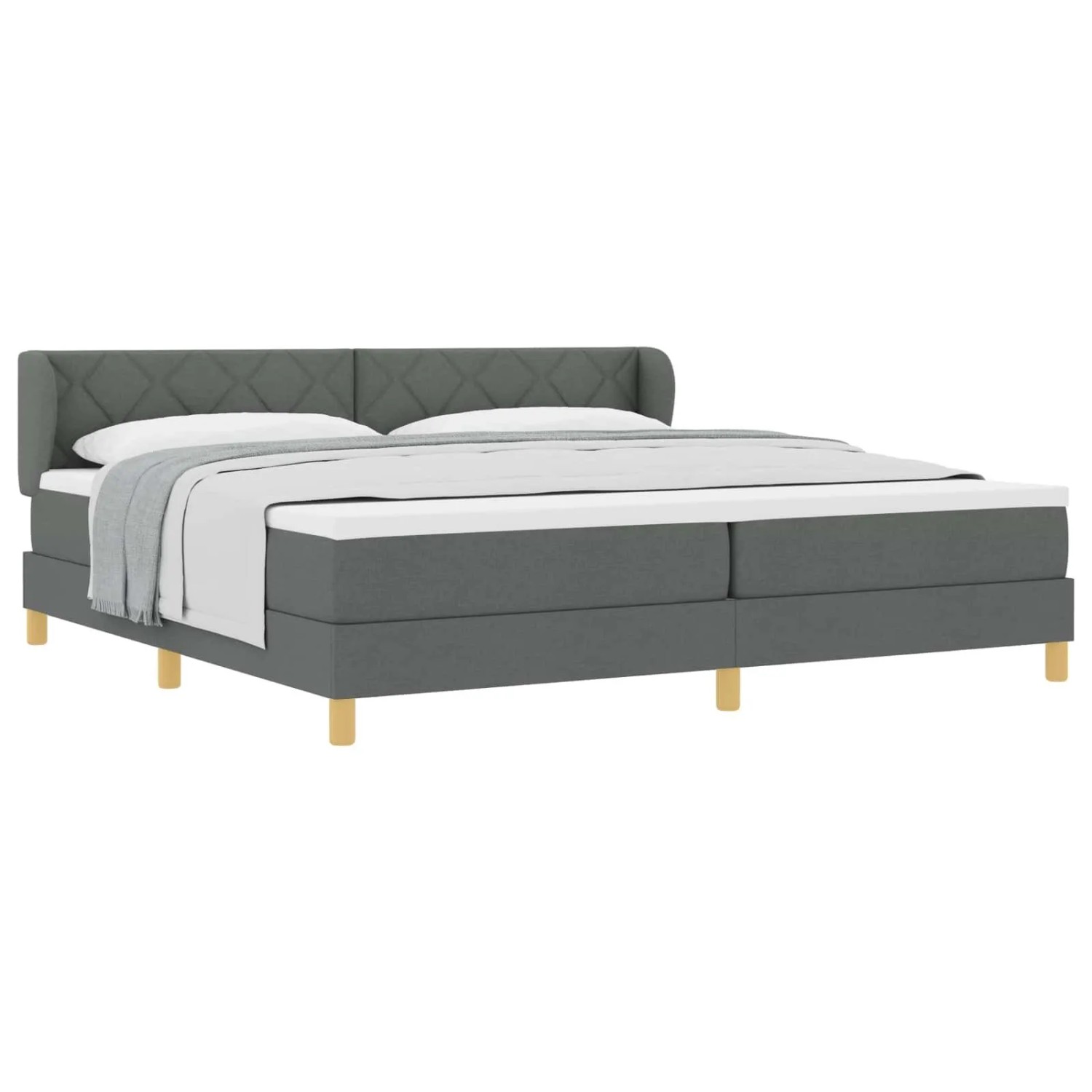 vidaXL Boxspringbett mit Matratze Dunkelgrau 200 x 200 cm Stoff 3340298