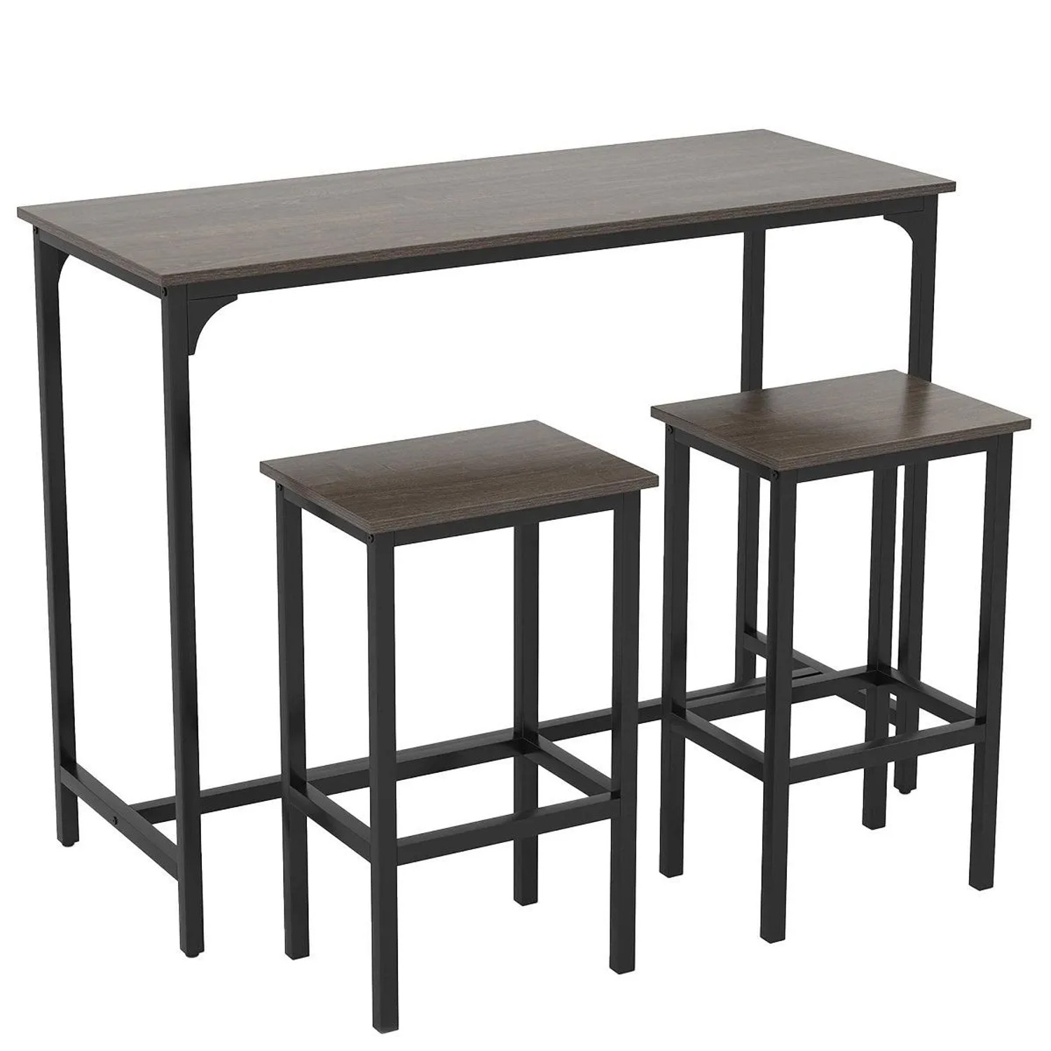 Costway Bartisch mit Barhocker mit Fußstütz Set Dunkel Braun günstig online kaufen