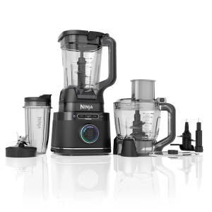 Ninja Mixer TB401EU: Küchenmaschine in Schwarz mit Mixbecher und Zubehör.