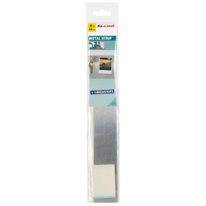 Fix-o-moll Metallleiste, 3er-Pack, 30cm, silber, mit Megastrips zur Befestigung von Notizen.