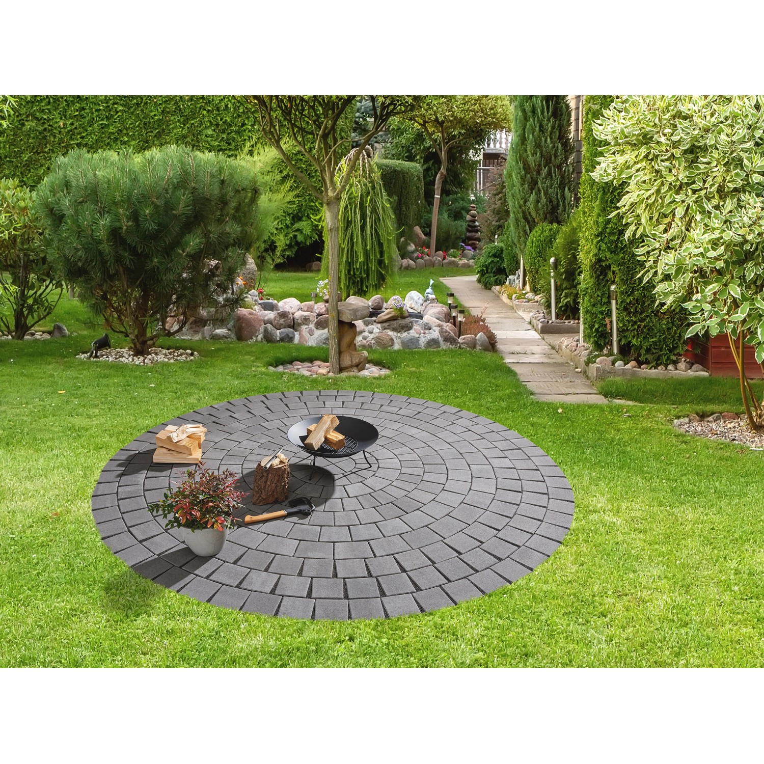 Kann Pflasterkreis Casalina Ø 197 cm x 6 cm Vulkananthrazit kaufen bei OBI