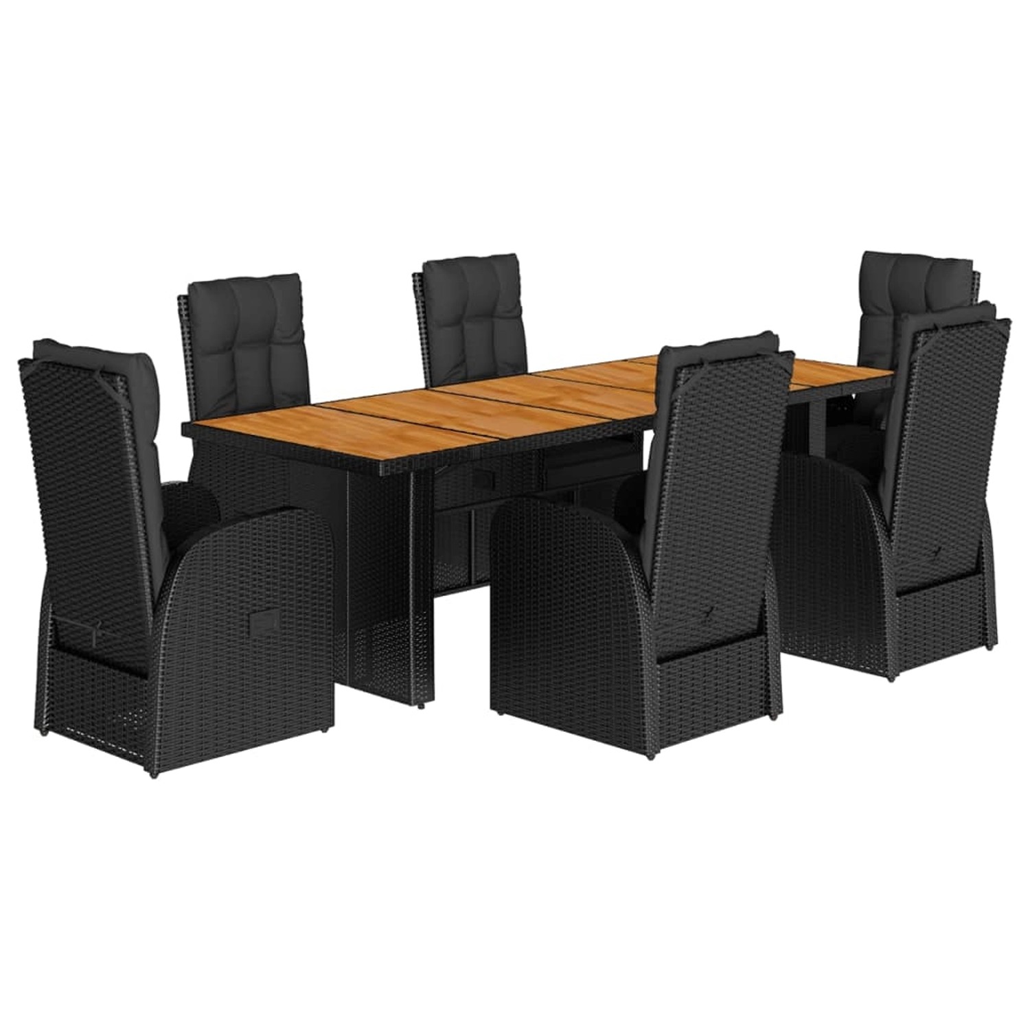 vidaXL 7-Tlg Garten-Essgruppe mit Kissen Schwarz Poly Rattan 3277648 günstig online kaufen