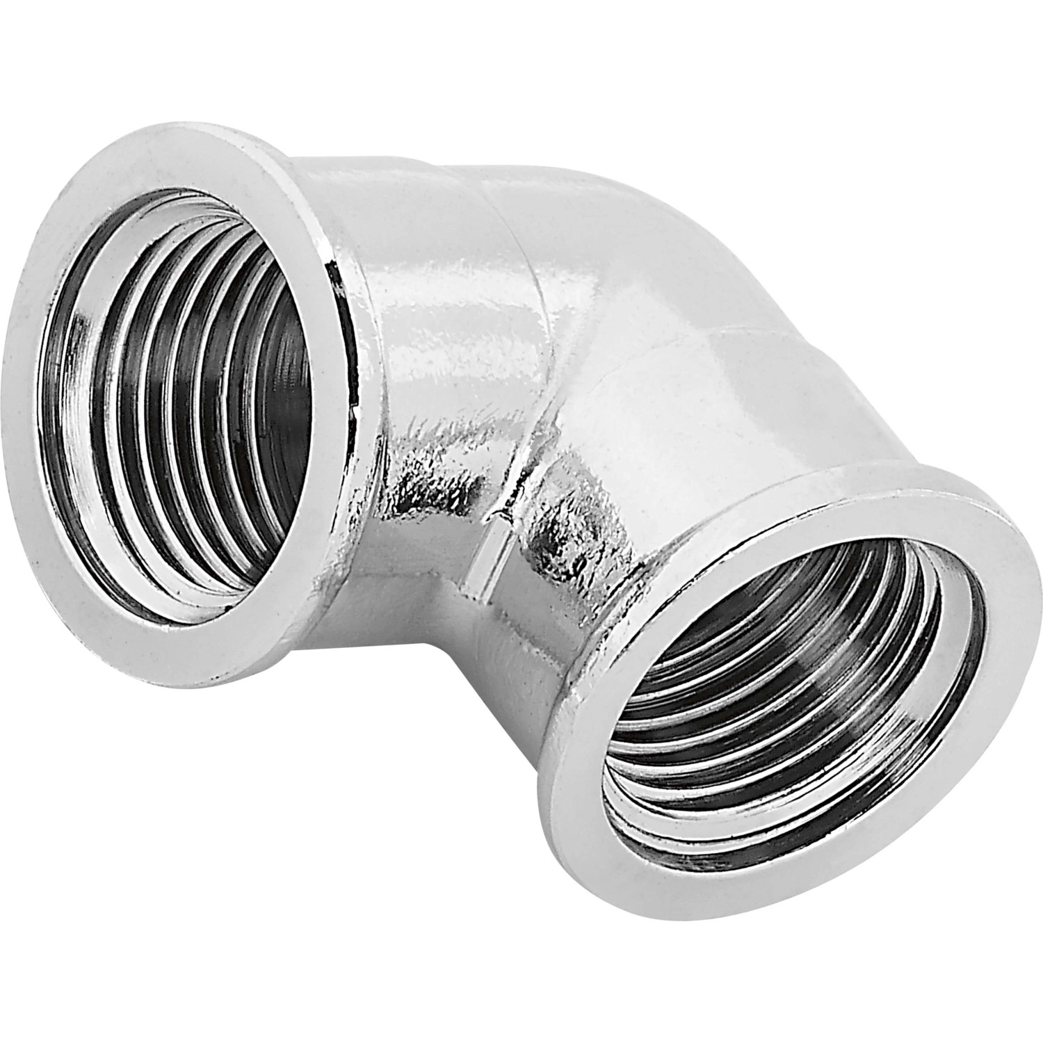 Verchromter Messing Gewinde-Winkel 18,6 mm (Rp 1/2) für Heizung und Sanitär.