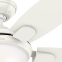 Weißer HUNTER FANS Deckenventilator Contempo 132 cm mit Beleuchtung und Fernbedienung.