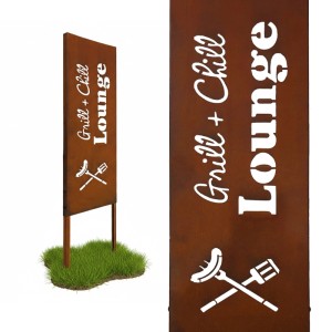 Relaxdays Gartenstecker Eisen Rostbraun Wetterfest 115 cm x 28 cm