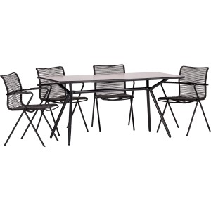 Acamp Gartenmöbel-Set Alpha: 4 Stapelsessel, 1 Tisch, anthrazit/cemento. Modernes Design für Garten & Terrasse.