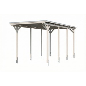 Skan Holz Carport Emsland Caravan Stahl-Dachplatten 402 cm x 846 cm Weiß