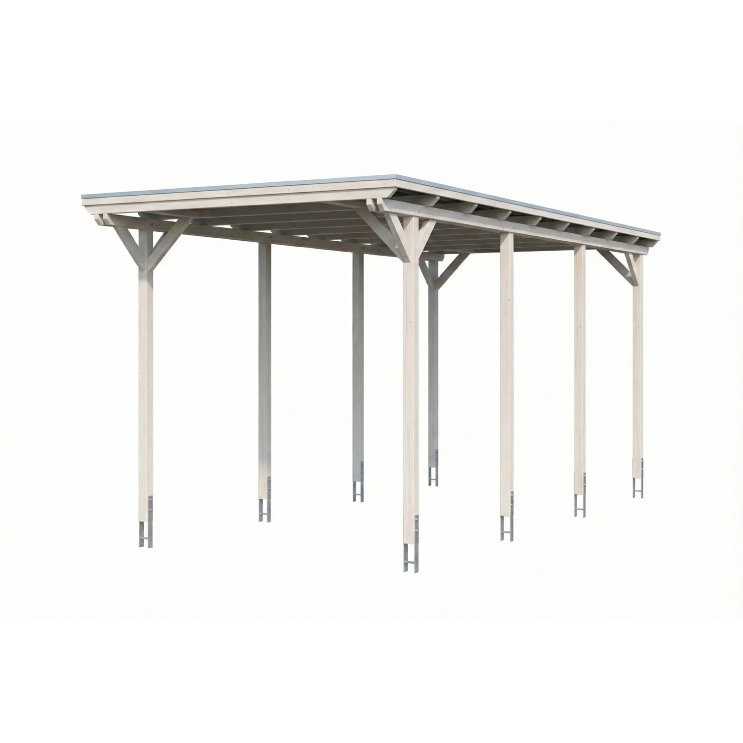 Skan Holz Carport Emsland Caravan Stahl-Dachplatten 402 cm x 846 cm Weiß