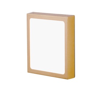 Quadratische LED Deckenleuchte Lero in Gold-Optik, 18x18cm. Moderne Lampe für Wand und Decke.