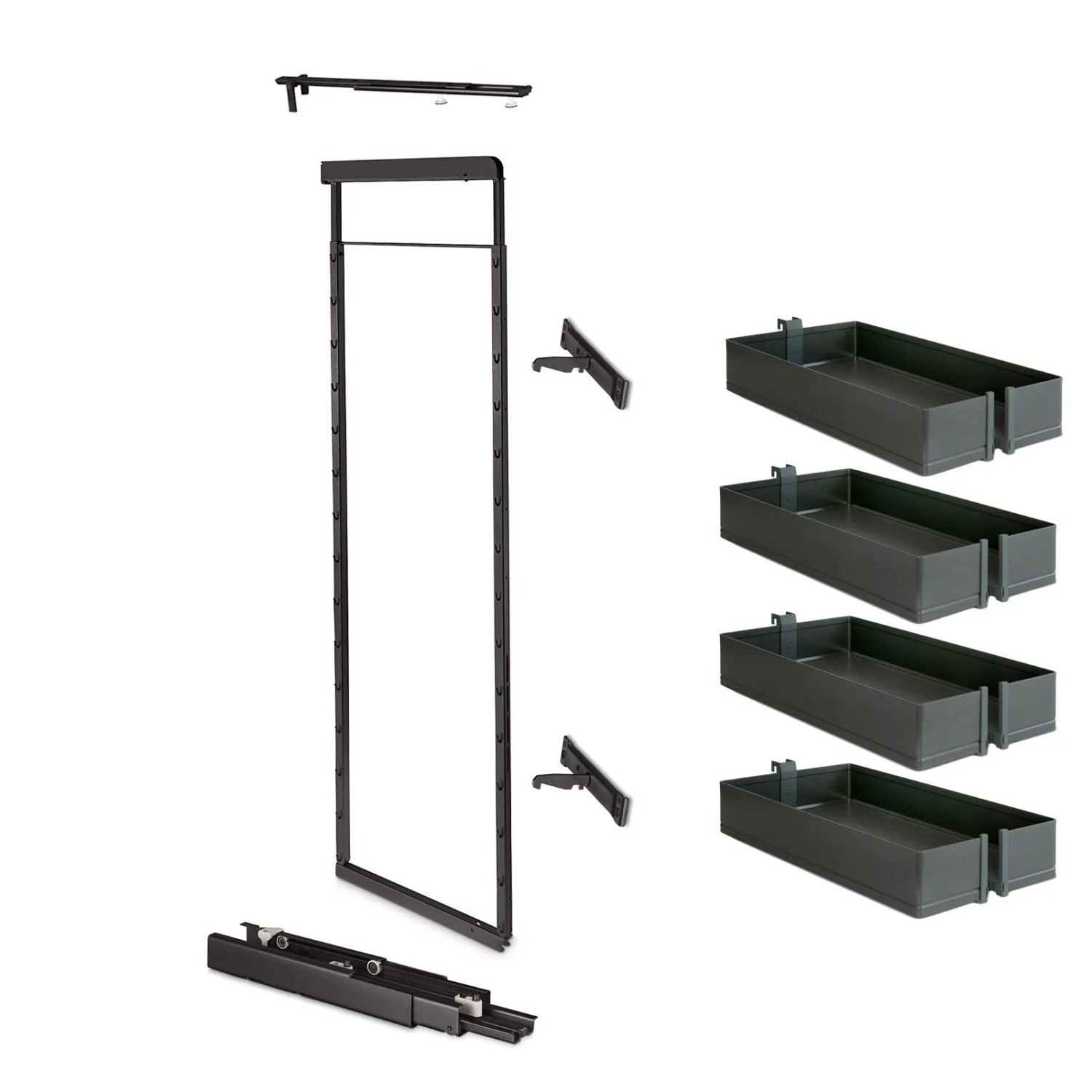 Kesseböhmer DISPENSA-X Anthrazit für Korpusbreite 300 mm Korpushöhe 1200 Bis 1600 mm Apothekerauszug 100 kg Tragkraft mi...