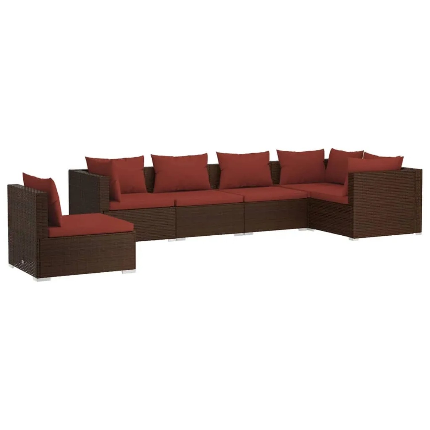 vidaXL 6-Tlg Garten-Lounge-Set mit Auflagen Poly Rattan Braun 3102323