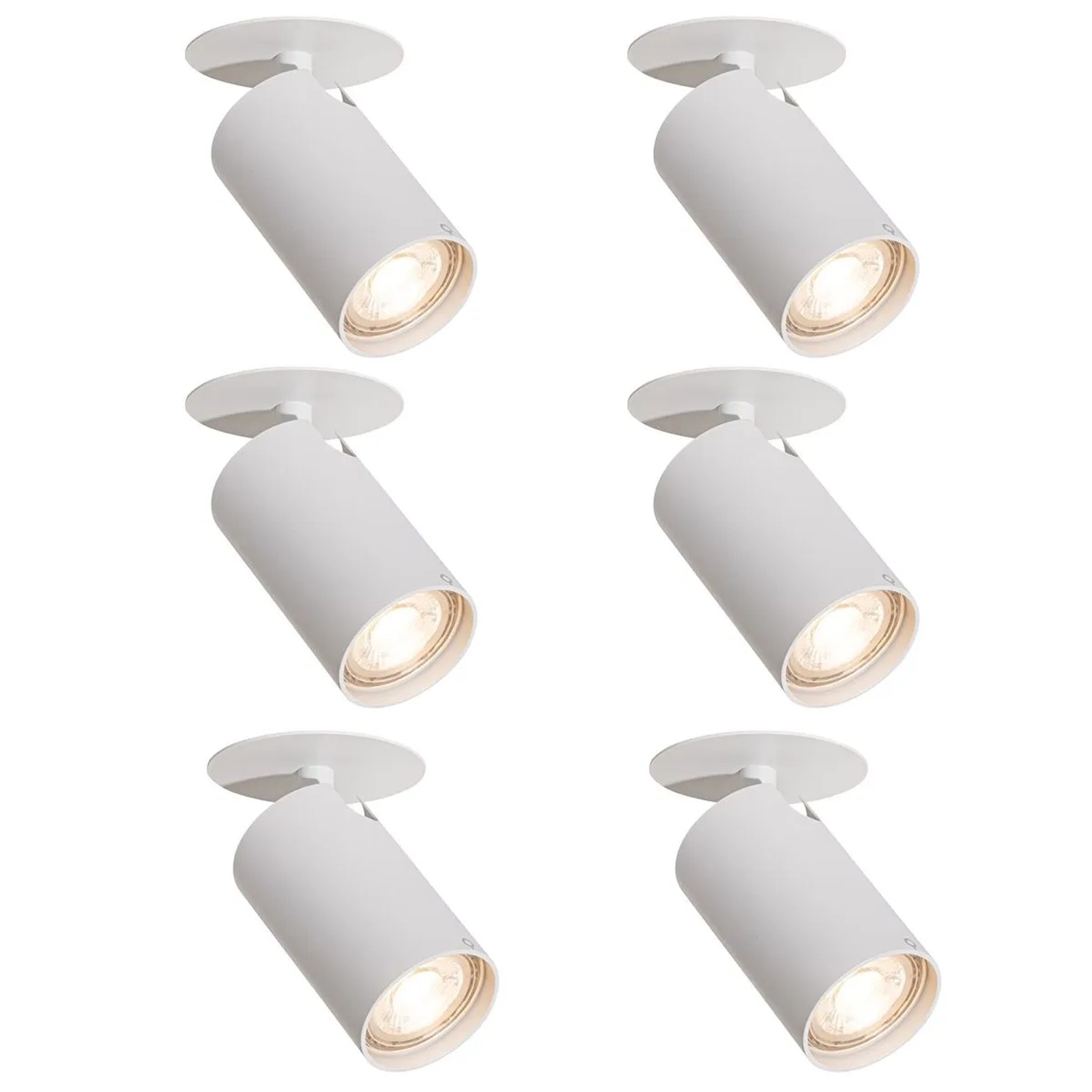 QAZQA Set mit 6 Modernen Einbaustrahlern Weiß GU10 50mm Chels