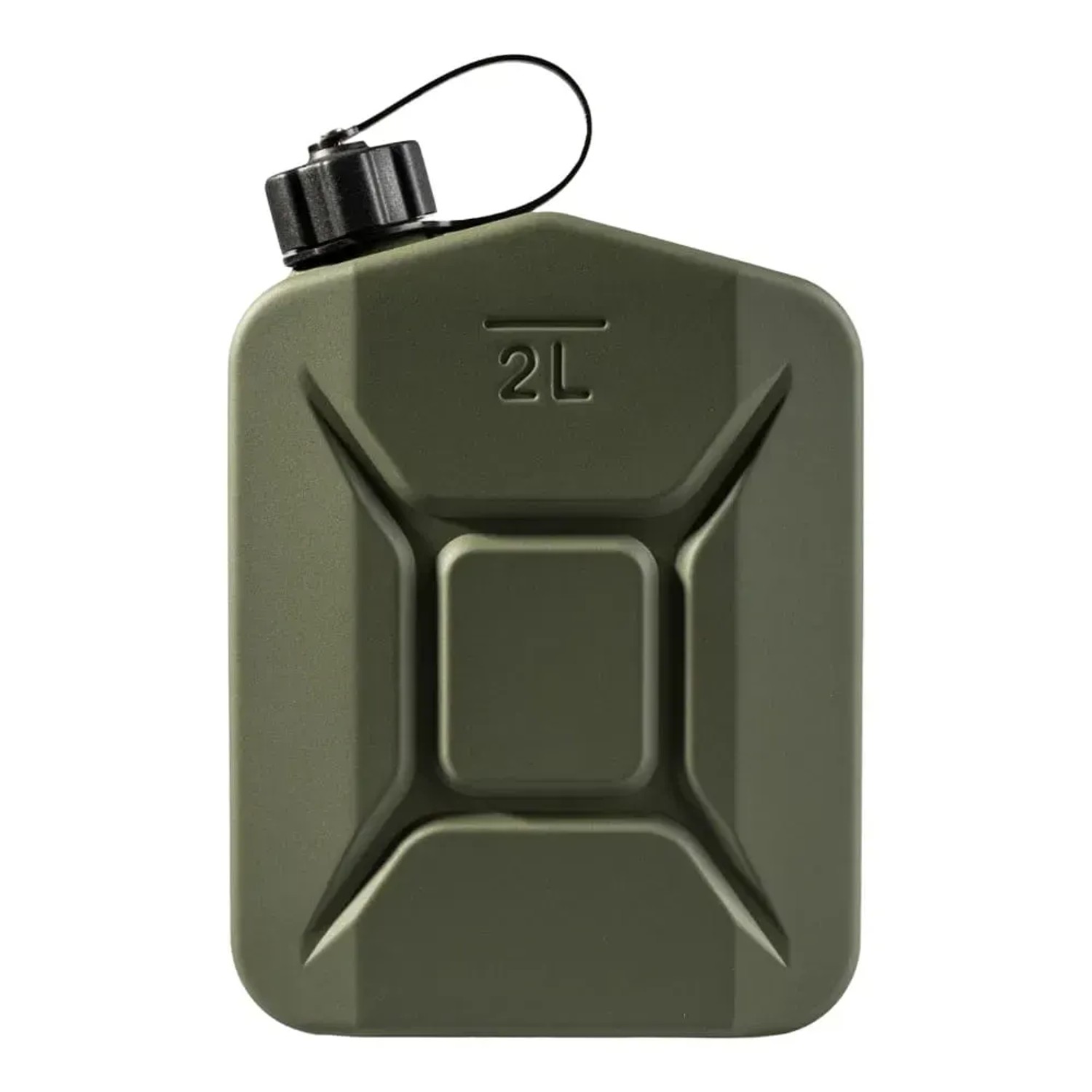 Olivgrüner BW Proper 2L Metall Kraftstoffkanister für Benzin, Diesel & E10.