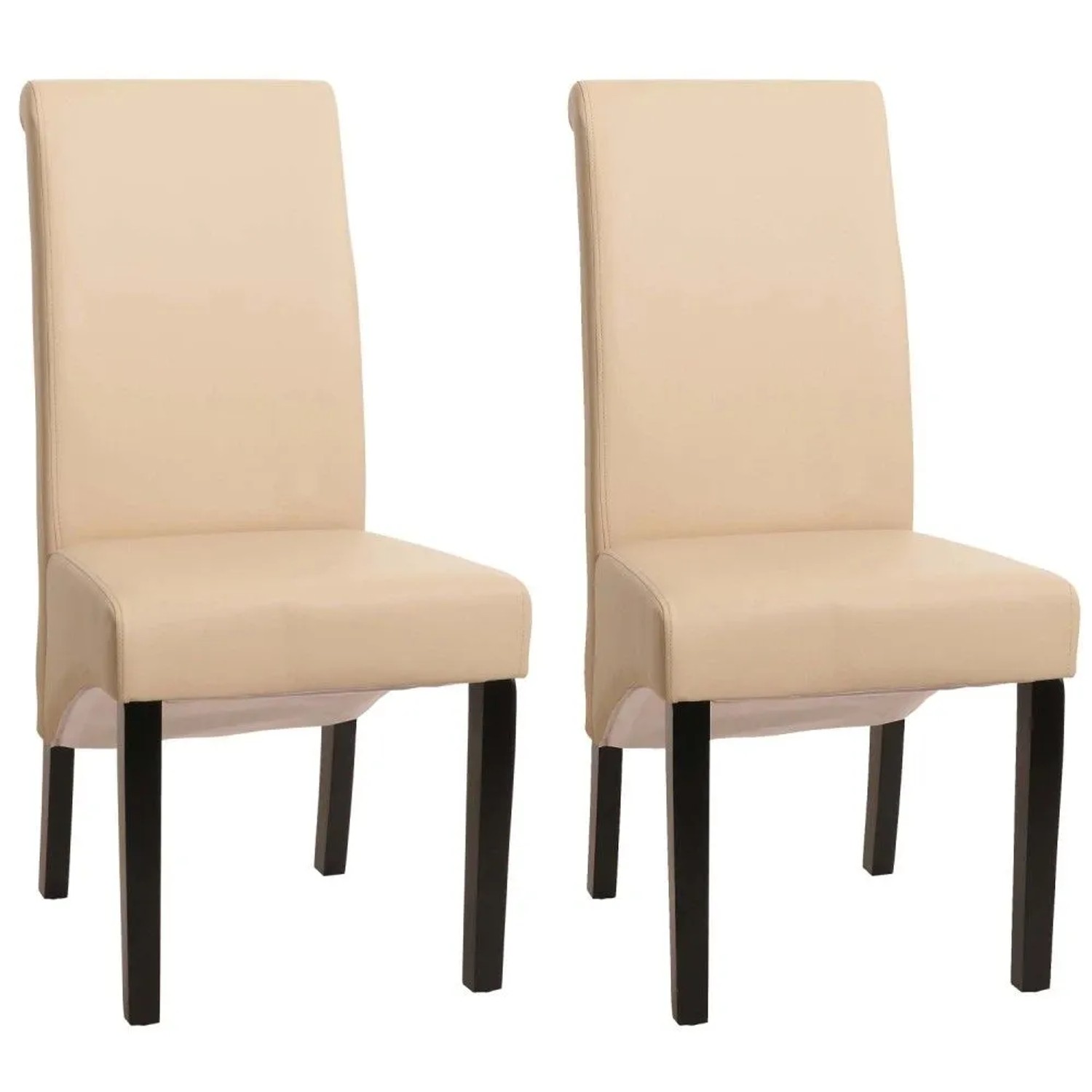 MCW Esszimmerstuhl Cesena 2er-Set Leder Creme Dunkle Füße