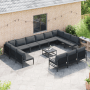 Großes, anthrazitfarbenes vidaXL Garten-Sofa-Set (13-teilig) aus Stahl mit Tisch und vielen Sitzplätzen.