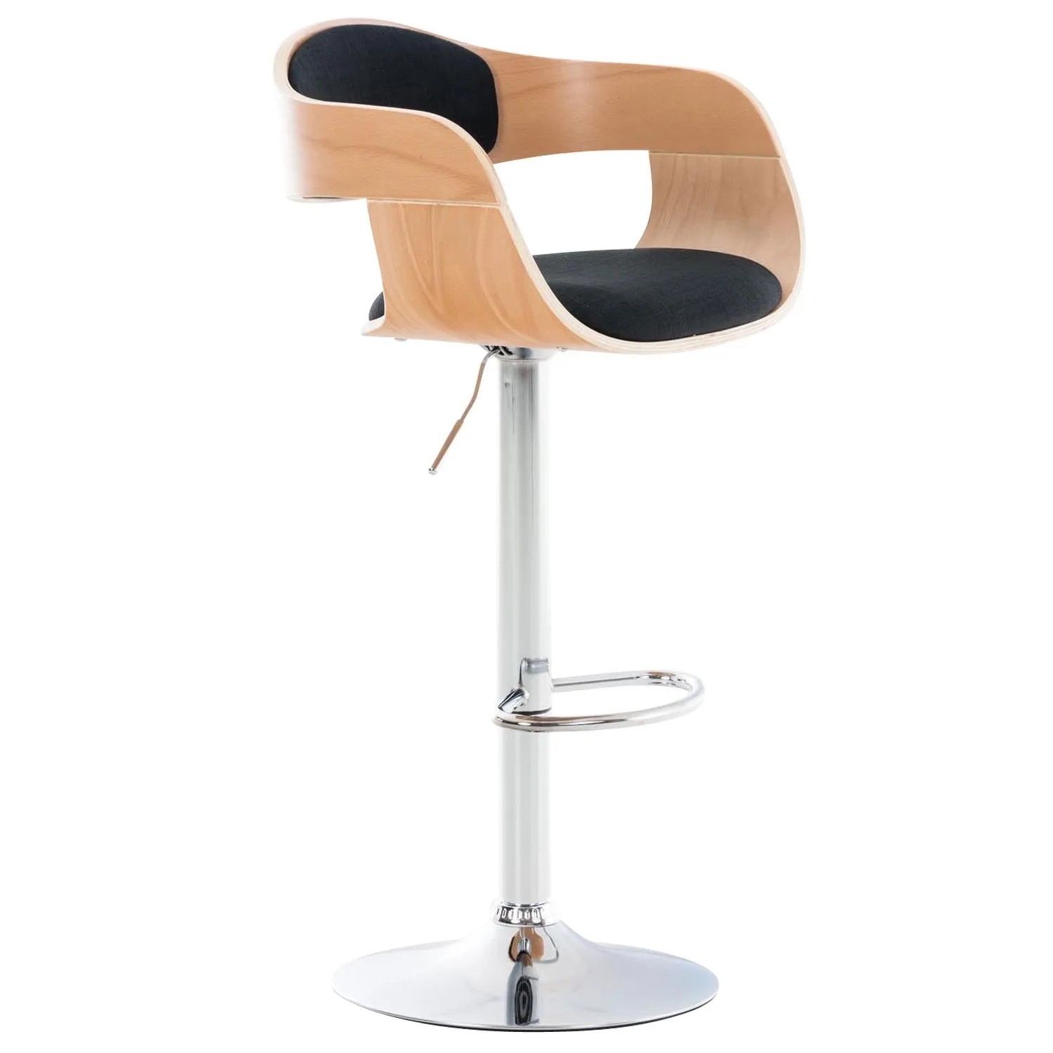 DELUKE Barhocker NADAN Stoff Natura/schwarz 50x48x88cm Barstuhl Höhenverstellbar Mit Lehne Drehbar Tresenhocker Tresenstuhl