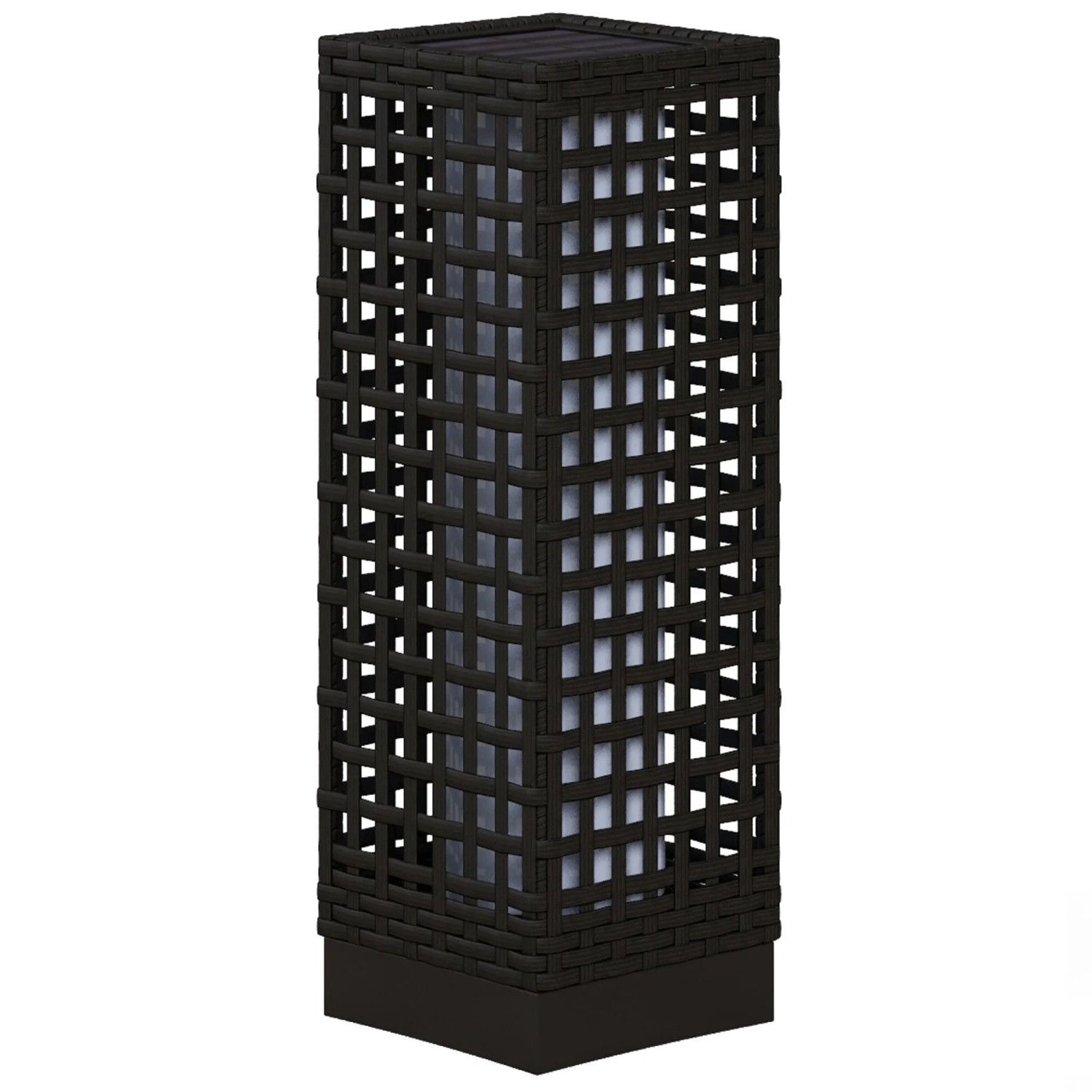 Furnicato Außenleuchte Mit Solarmodul  Einschaltautomatik  8 H Betriebszeit  Rattanoptik  Stahl  15 5 X 15 5 X 46 Cm  Schwarz