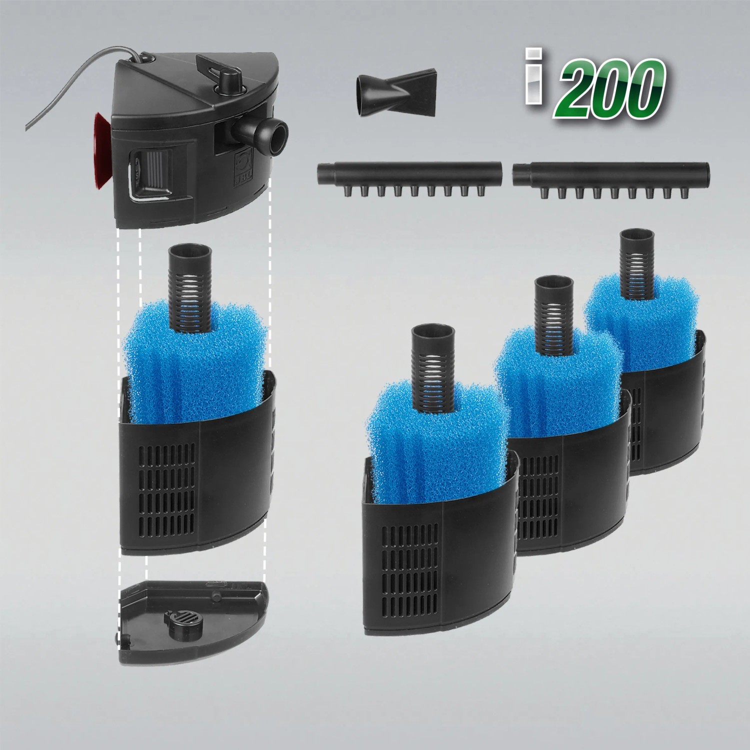 JBL CristalProfi i200 greenline Aquarium Innenfilter mit Zubehör und Filtermedien.