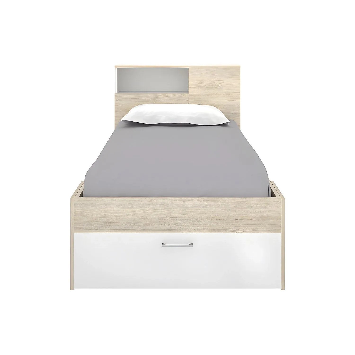 Vente-unique Bettrahmen Leandre Naturfarben Hell  Weiß 218.5 cm
