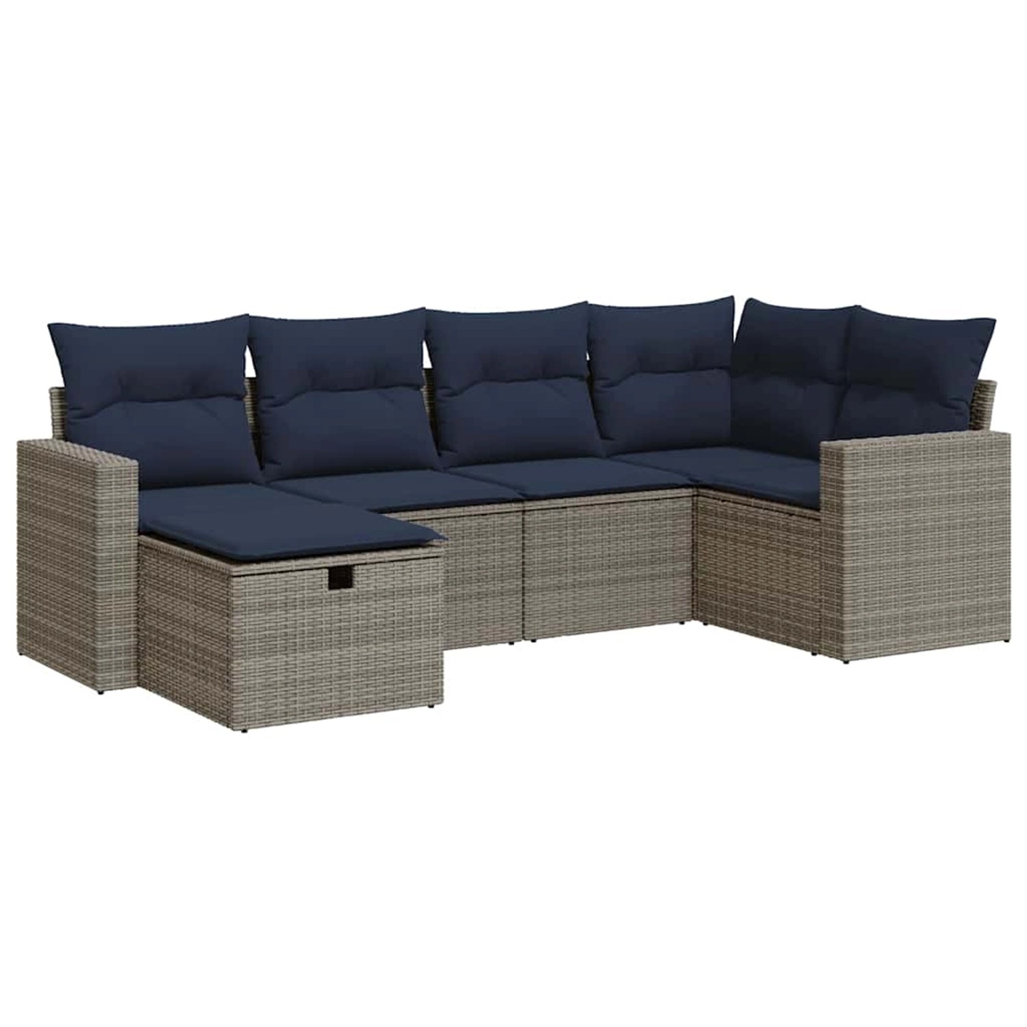 vidaXL 6-Tlg Garten-Sofagarnitur mit Kissen Grau Poly Rattan 3325387 günstig online kaufen