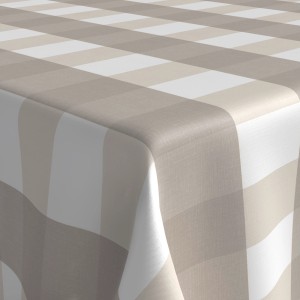 Venilia Tischdecke Max, 140x2000 cm, weiß-braun gestreift, pflegeleicht und hochwertig.