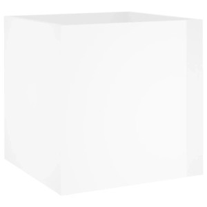 Quadratischer, weißer Pflanztopf aus Holzwerkstoff für das vidaXL Flurmöbel-Set.