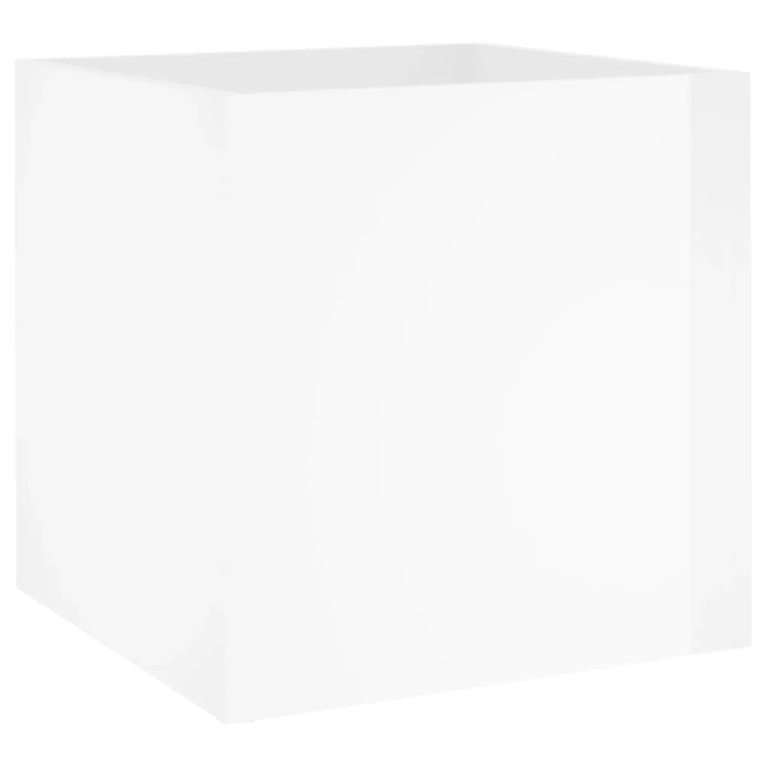 Quadratischer, weißer Pflanztopf aus Holzwerkstoff für das vidaXL Flurmöbel-Set.