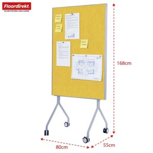 Floordirekt Mobile Moderationstafel GIANT Beidseitige Filztafel auf Rollen 80 x 120 cm Gelb