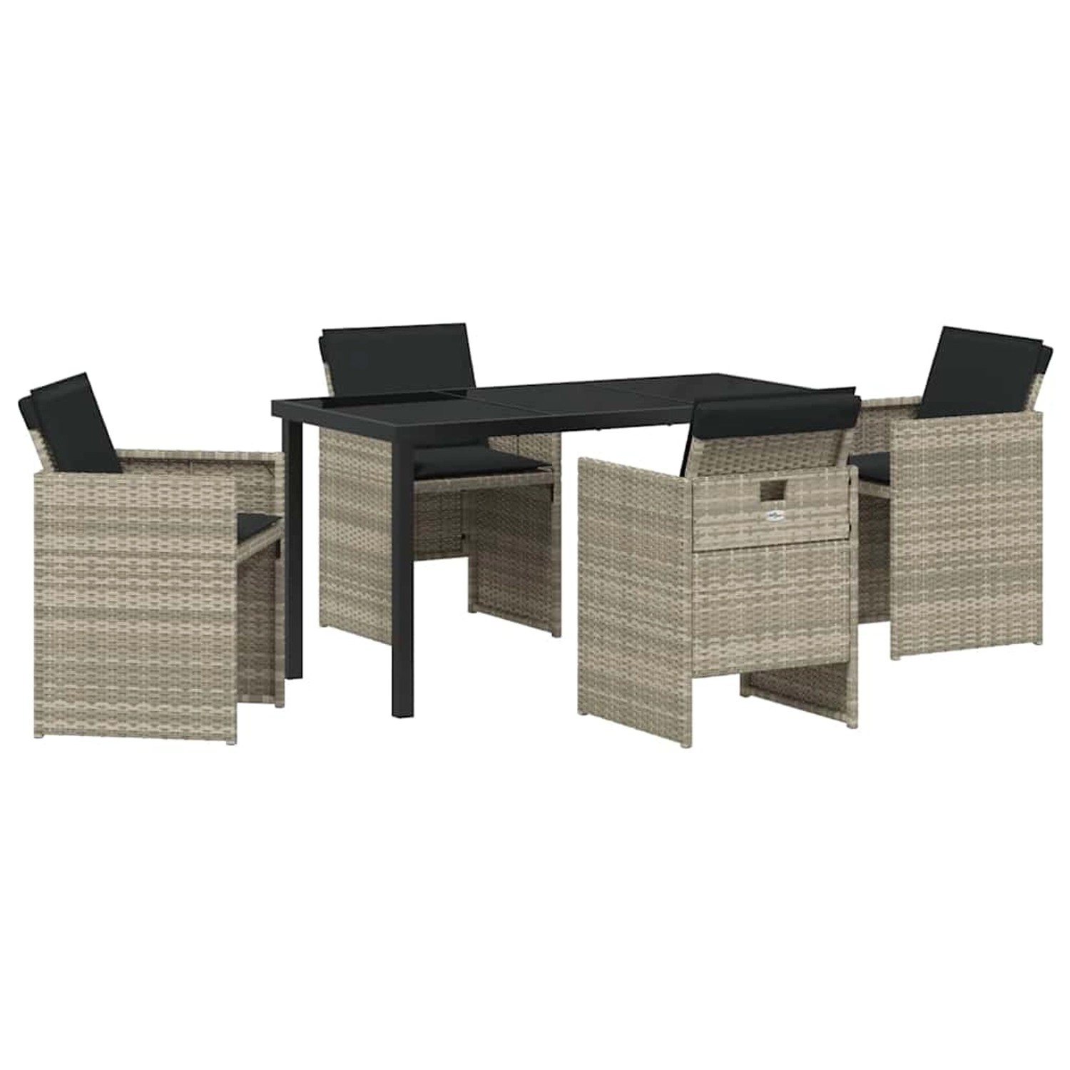vidaXL Garten Essgruppe mit Kissen Falten 5-Tlg Hellgrau Poly Rattan 337996 günstig online kaufen