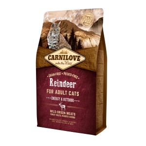 Carnilove Katzen-Trockenfutter Adult Rentier, 2kg Packung für Freigänger-Katzen.
