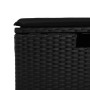 Detailaufnahme: Schwarzer Poly Rattan Gartenhocker mit Kissen, Teil der vidaXL Sofagarnitur.