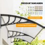 Outsunny Pultvordach transparent aus Polycarbonat, gebogen, mit schwarzem Rahmen, inkl. Montagezubehör für Fenster.