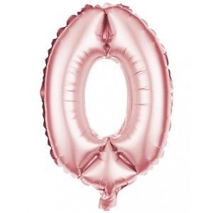 Folienballon Zahl 0 in Rose, 100 cm hoch. Party Factory Ballon für Geburtstage und Partys.