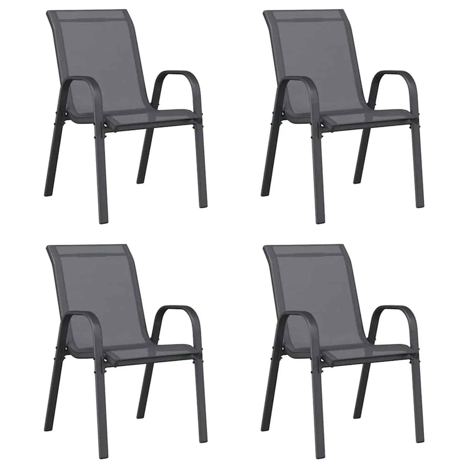 Furnicato Stapelbare Gartenstühle 4 Stk  Grau Textilene
