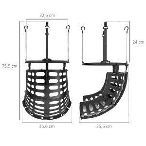 SPORTNOW Basketball Rebounder aus Kunststoff, schwarz, mit Maßangaben für Sport & Fitness.