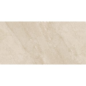 Cremefarbene Feinsteinzeug Bodenfliese mit teilpolierter Oberfläche und Steinoptik.