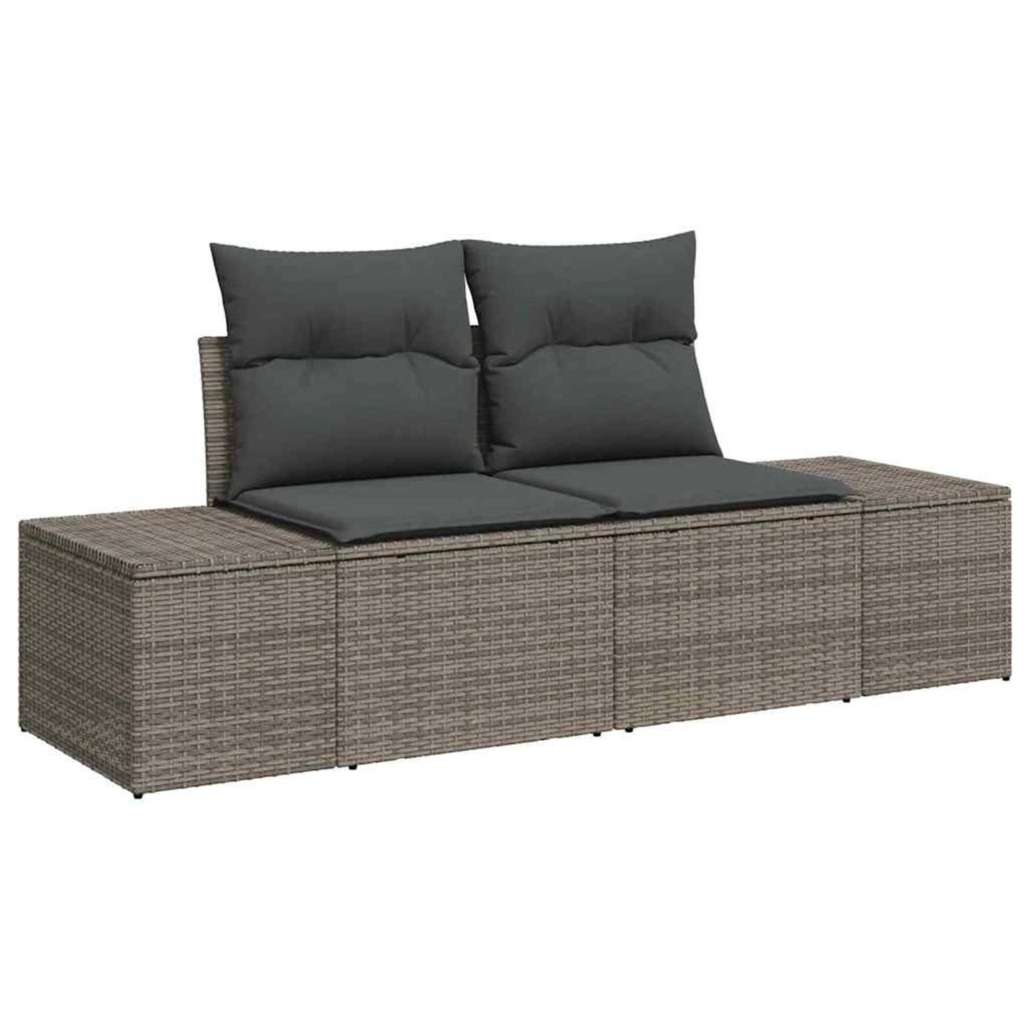 Graues 6-tlg. vidaXL Garten-Sofa-Set aus Poly Rattan mit Stauraum.