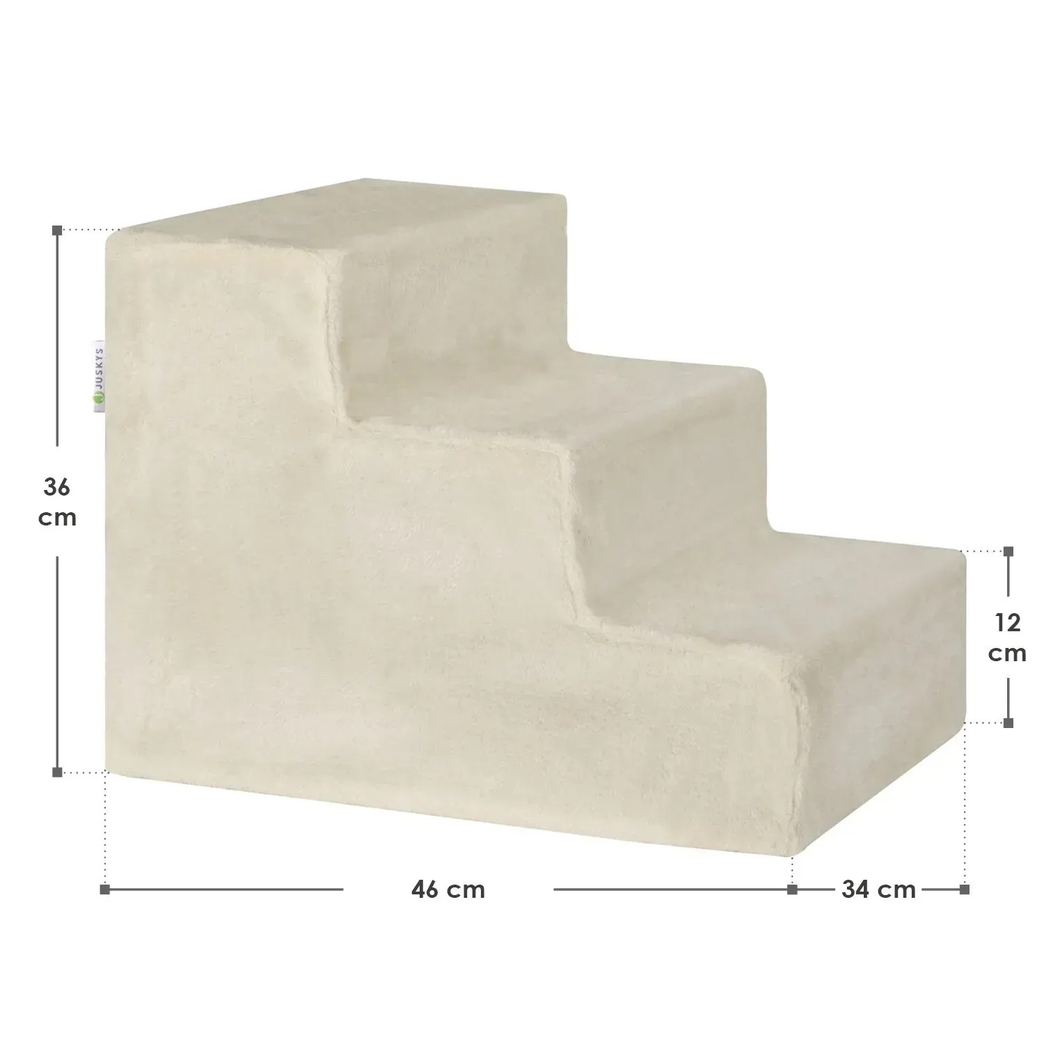 Beige Juskys Haustiertreppe Timmy mit 3 Stufen, ideal als Aufstiegshilfe für Sofa oder Bett.